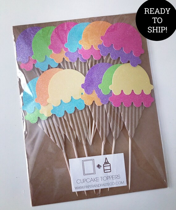 Ready To Ship! Ice Cream Themed Cupcake Toppers - Layered Ice Cream Scoops - Ice Cream - Cupcake Toppers - 12/pack Il_570xn