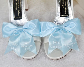 Clips para zapatos de novia - Clip de lazo personalizado 'Something Blue' para zapatos de boda