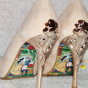 Gold beauty and the beast heels top