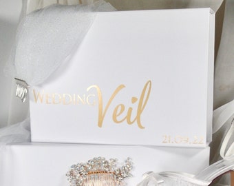 Caja de almacenamiento de velo de boda de lujo, caja de regalo, recuerdo de accesorios nupciales