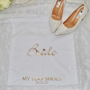 Wedding Shoes Shoe Bag - Bride Bridesmaid Wedding Gift Idea Personalised Cotton Storage Bag for Special Protection for Wedding Bridal Shoes