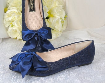 Navy flat wedding shoes best sale