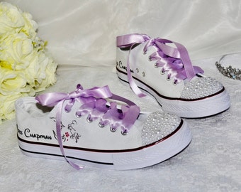 Personalised Bridal Shoes, Beauty and the Beast Custom Trainers, Wedding Sneakers