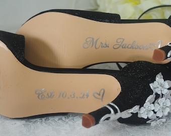 Custom Wedding Shoe Decals: Personalized Surname & Date
