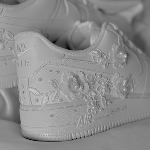 Personalised Embroidered Genuine Nike Air Force 1 AF1 Trainers for Bride, Customised Bridal Sneakers, Alternative Wedding Shoes