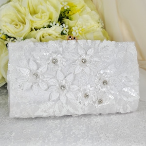 White floral purse hot sale