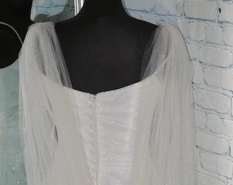 Wedding Wings Cape - Bridal Spilt Cape Veil, Glitter, Sparkle Fabric Alternative Veil for Bride