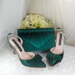 Dark green shoes and bag hot sale