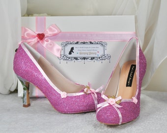 Aurora Wedding Shoes, Sleeping Beauty Princess Bridal Pumps, Custom Shoe for Bride, Bridesmaid, Cosplay, Costume