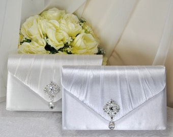 Elegant, Satin Clutch Bag, Crystal Embellishments, Over 25 colours, Wedding Purse, Box Clutch, Bridal Bag, Evening Bag, Bridesmaid Handbag