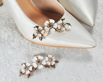 Clips de zapatos florales de flor de cerezo, broche hecho a mano para zapatos tacones bombas accesorio de boda hecho a mano personalice su estilo plata oro rosa