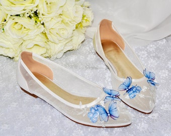 Something Blue Bridal Shoes, Flat Lace Wedding Shoes