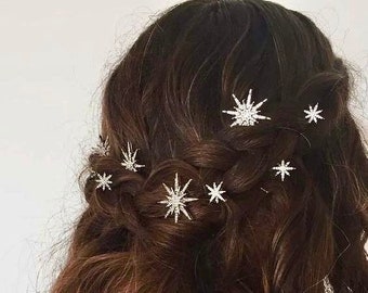 Tiara y pinzas para el cabello de Luna Celestial y Estrellas