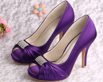 purple wedding shoes low heel uk