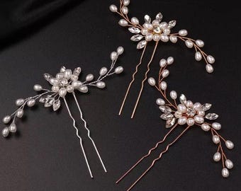 Schlichte Perlen Braut Haarnadel - Gold, Silber, Rosegold