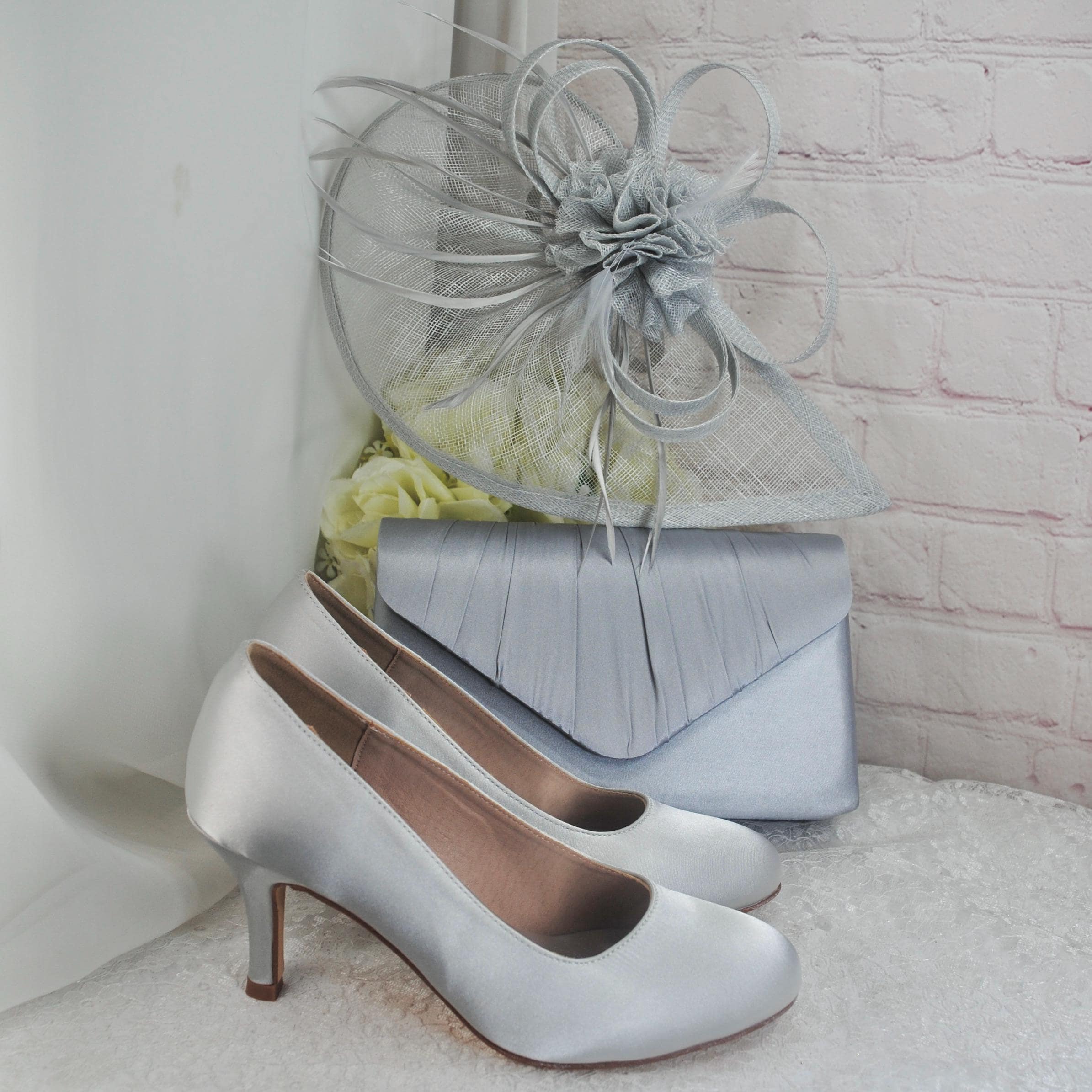 Court Shoes For Wedding Grey Wedding Shoes Low Heel Satin Gray
