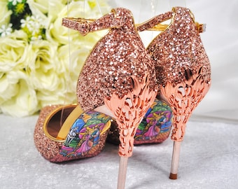 Rose gold sequin pumps sale