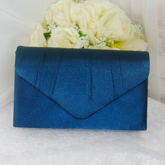 Navy Blue Fascinator and Clutch Bag Set: Handmade Satin  display picture 3