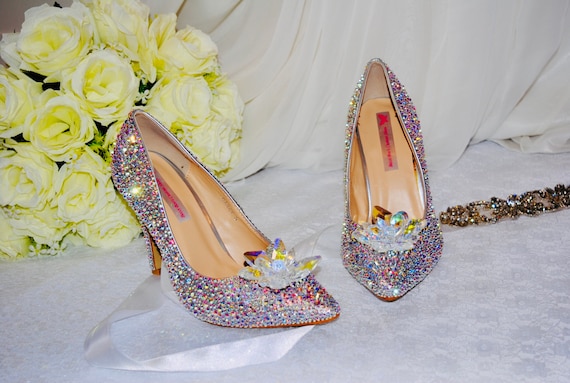 Disney GLASS SLIPPER COLLECTION Cinderella Wedding Heels Shoes Bridal Ivory  Bead