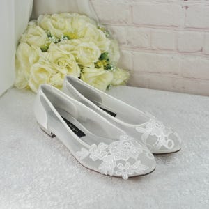Ivory Satin Bridal Sandals: Floral Embroidery, Flat Wedding Shoes