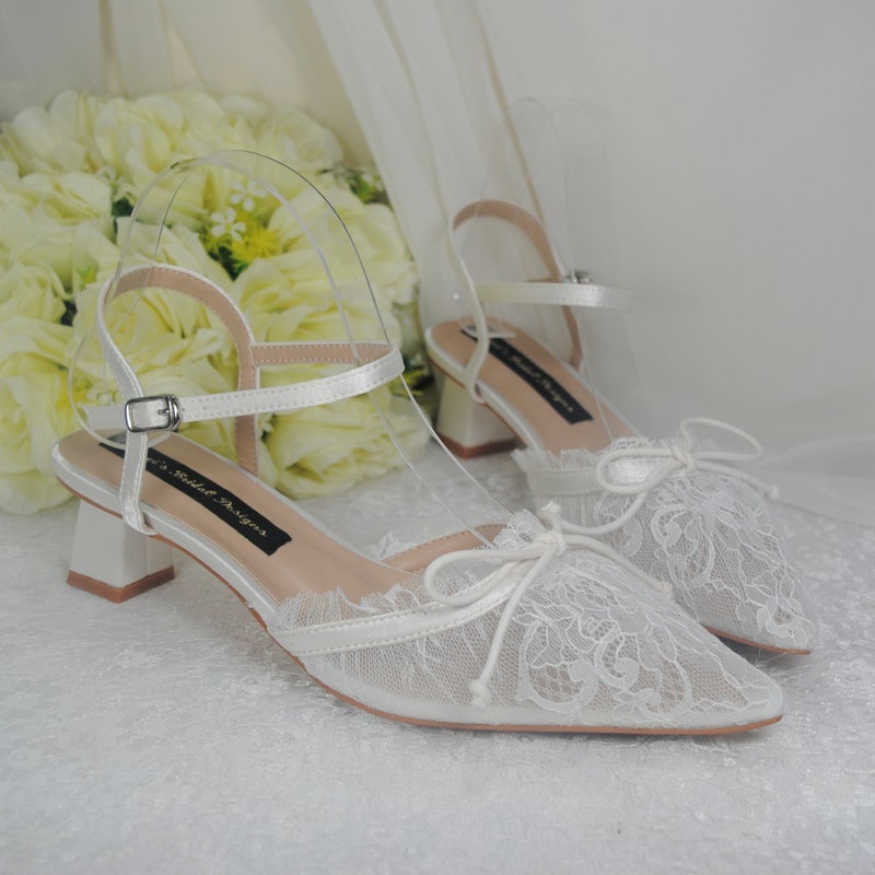 Women's Wedding Shoes Decorative Lace Wedding Heels Bridal Shoes, H89 main image 0