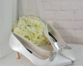Satin Bridal Kitten Heels: Custom Colour Evening Shoes