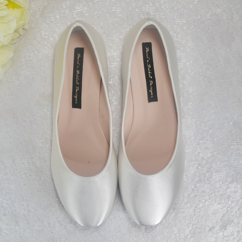 Anna Ballet Flat White Ivory Round Toe Wedding Bridal Shoes Bridesmaid ...