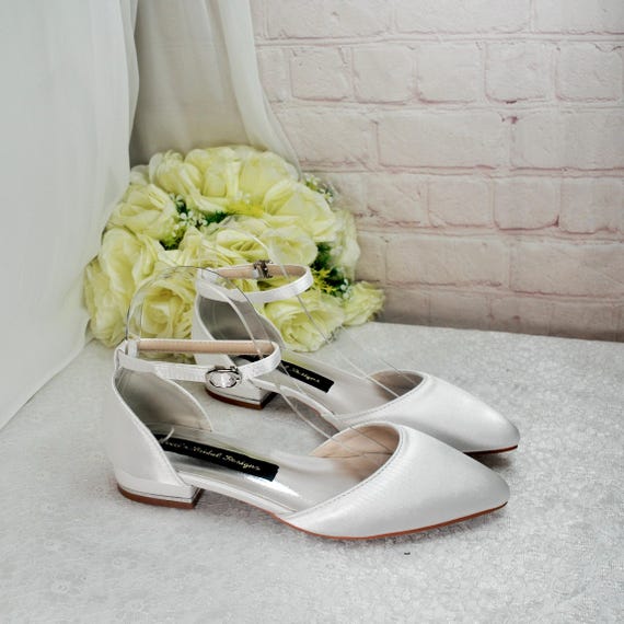 Braut Schuhe WeiÃƒÂŸe Flache Hochzeitsschuhe Elfenbein Weiße Satin