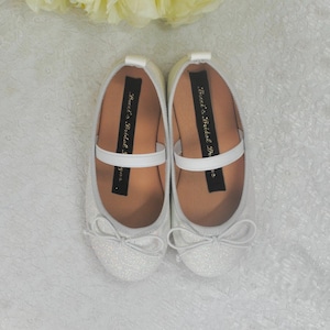 Handmade Glitter Flower Girl Shoes: White or Pink Communion Mary Janes