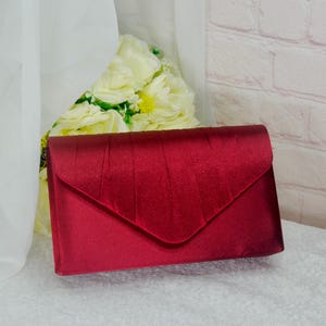 Bolso de mano de satén para novia color burdeos, más de 25 colores, bolso de boda, bolso de mano tipo sobre, bolso de novia, bolso de noche, bolso de dama de honor color vino tinto