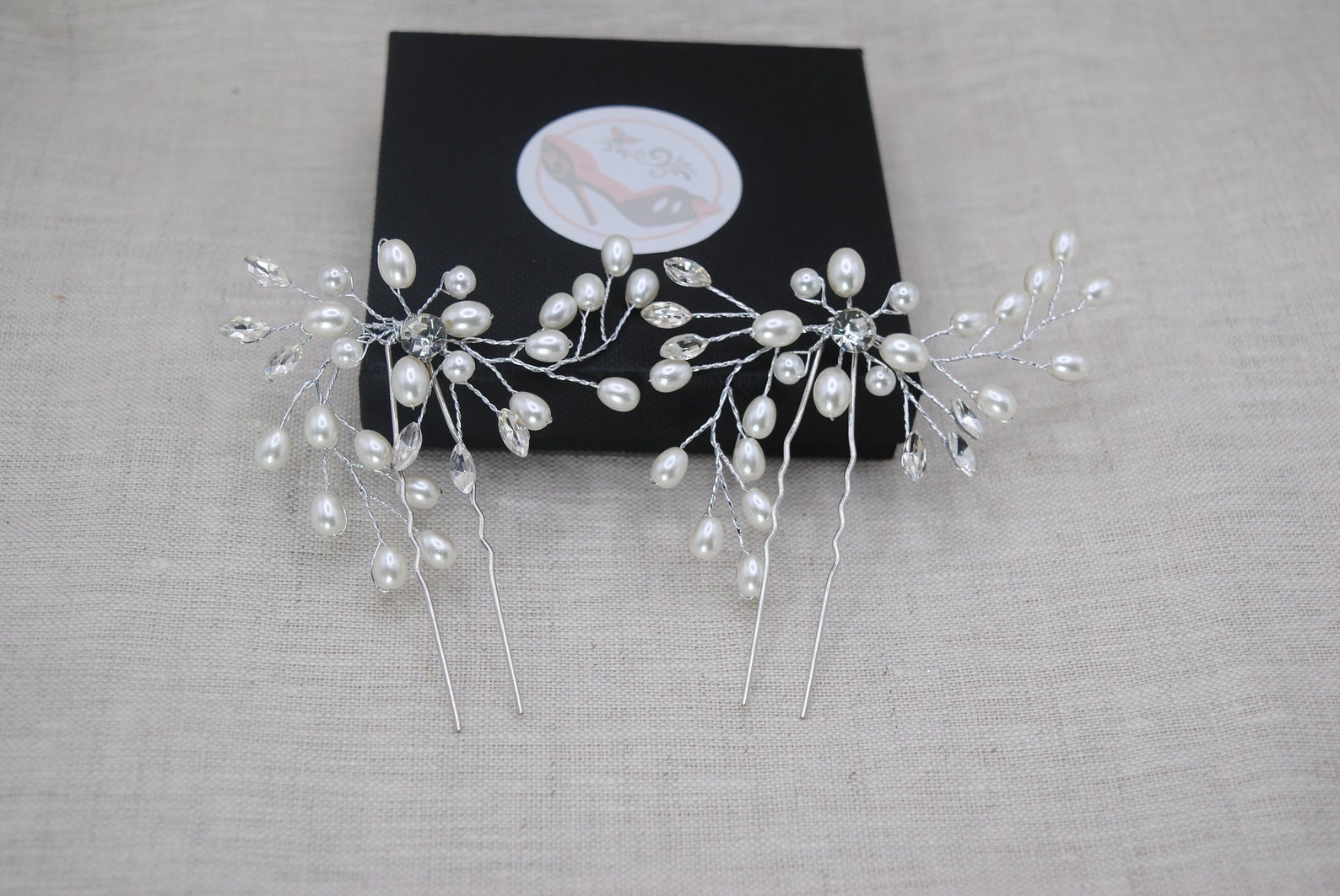 Simple Silver Pearl Bridal Hair Pin Etsy UK