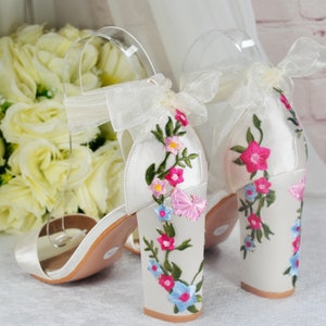 Embroidered flower deals heels