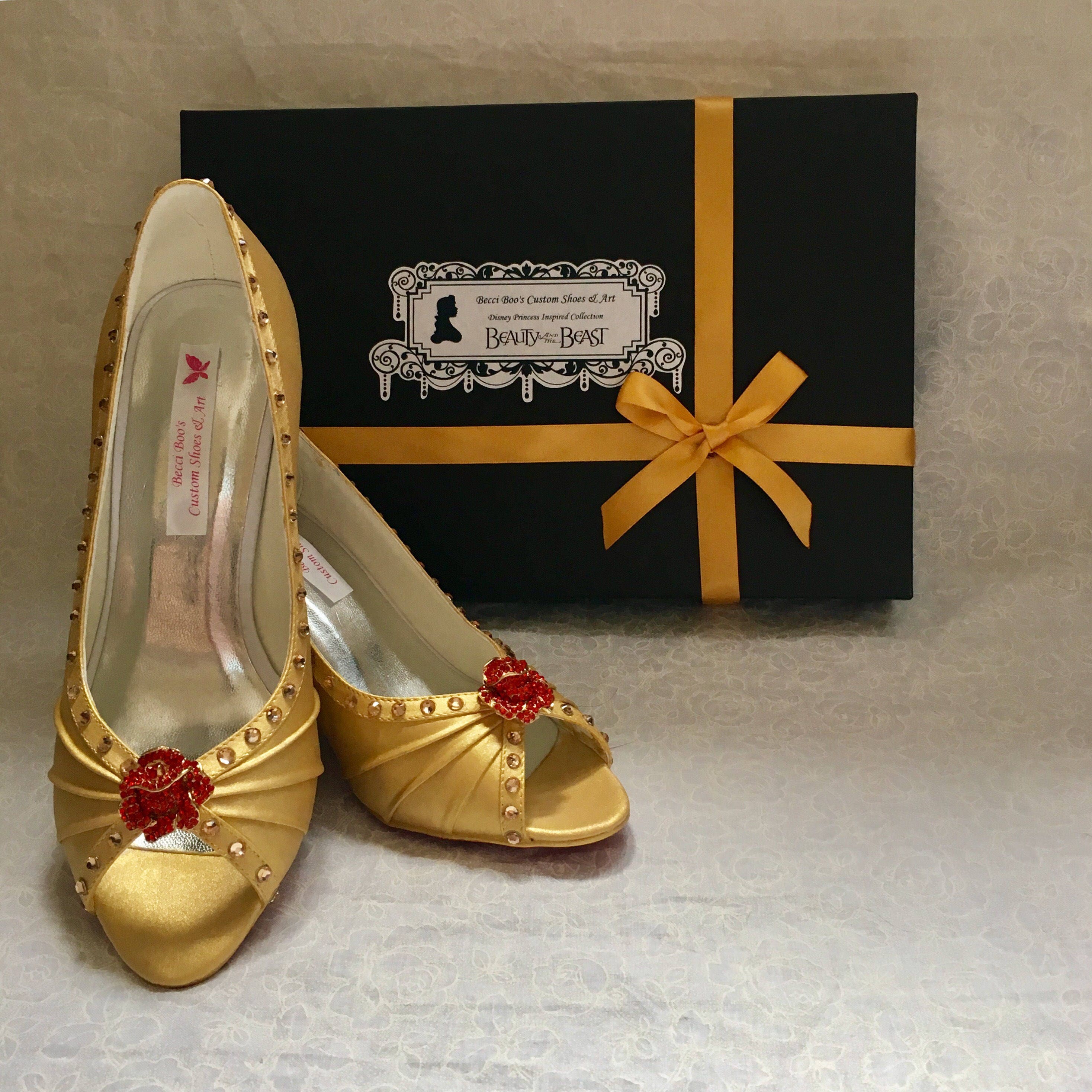Belle Princess Inspired Costume Shoes Gold Wedding Shoes Etsy UK