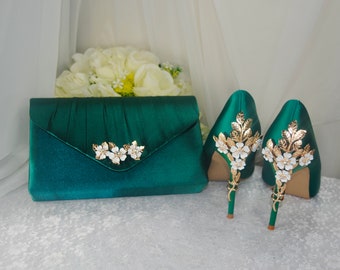 Borsa Sposa In Raso Con Fiori - Pochette Elegante Per Matrimonio, Bomboniere E Damigelle - Foto 3