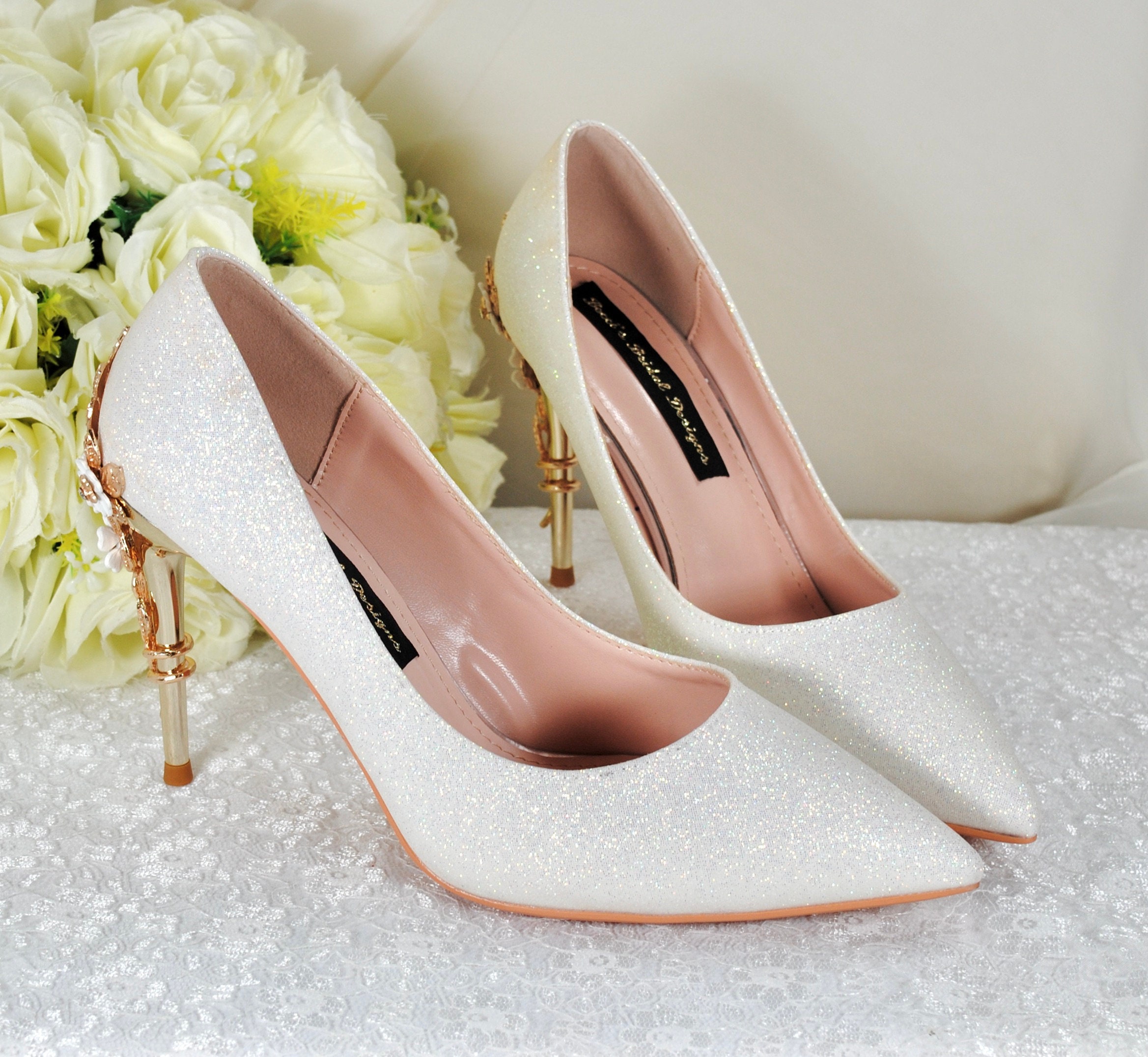 Ivory glitter heels hot sale