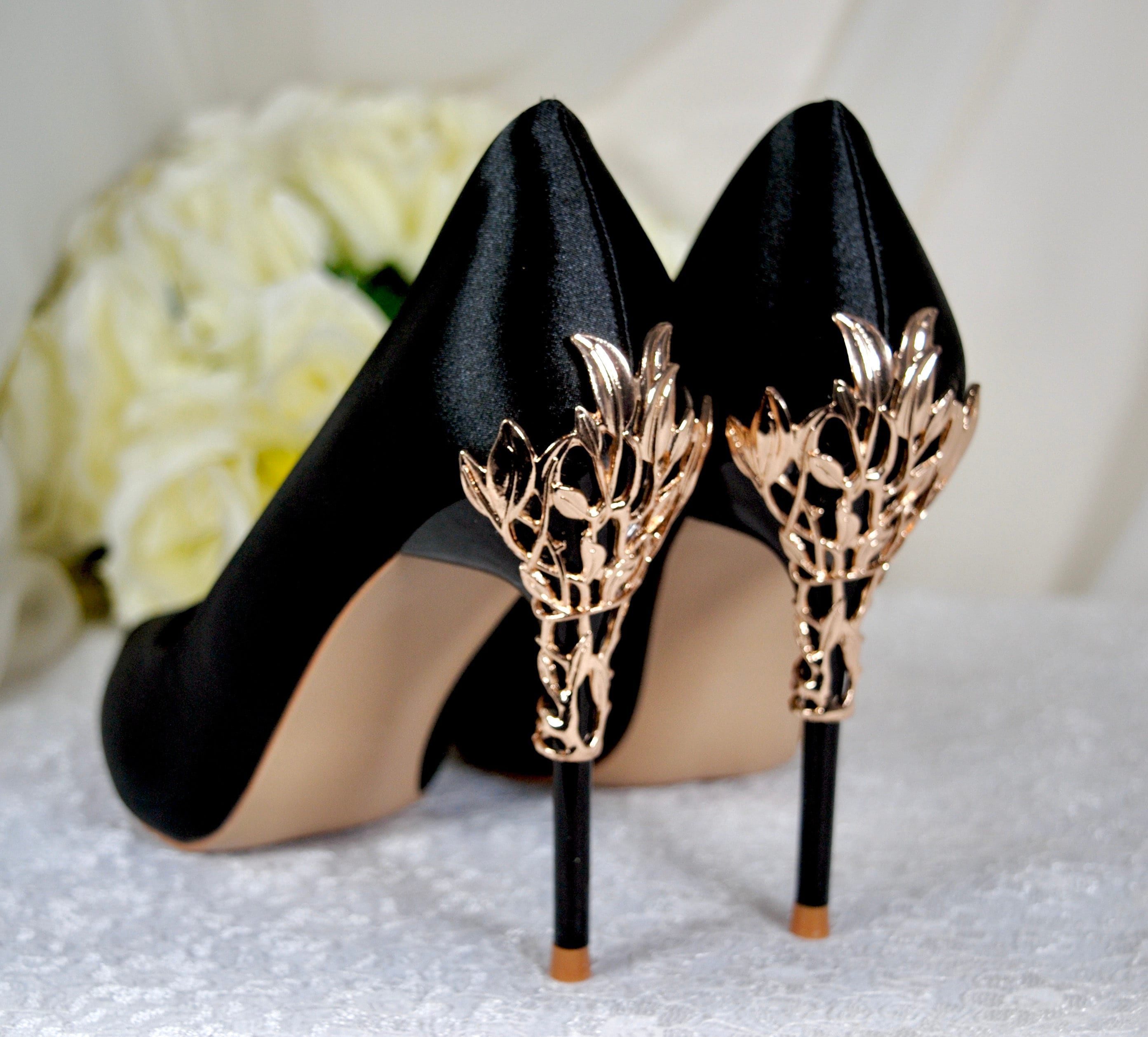 Black and best sale gold stiletto heels