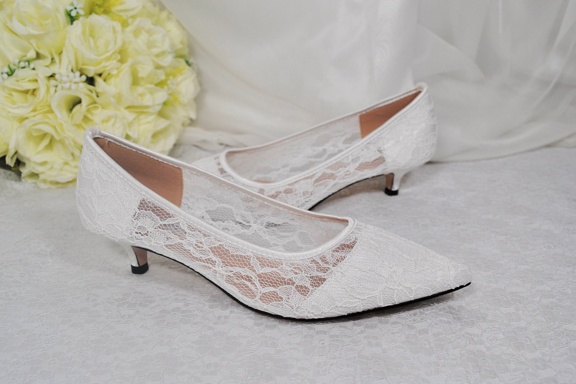 Shoes | Wedding Shoes Ivory Lace Wedding Shoes Low Heel Bridal Booties  Vintage | Poshmark