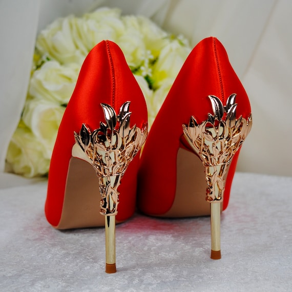 Custom WEDDING SHOES Orange Bridal Shoes Womens Wedding Shoe