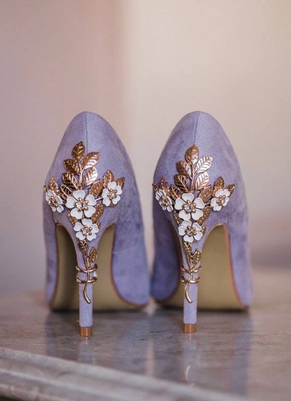 Purple evening shoes for women CLOSED TOE LIGHT PURPLE WEDDING HEELS