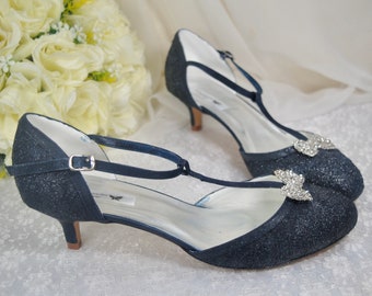 Navy Lace Wedding Shoes, Mother of the Bride/Groom, Evening Shoes - Size UK8/EU41/US9.5