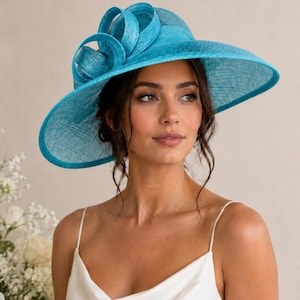 Handmade Blue Large Fascinator Hat - Mother of the Bride Wedding Guest Hatinator