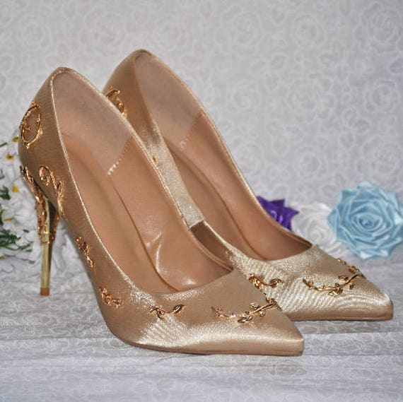 rose heels with gold vines