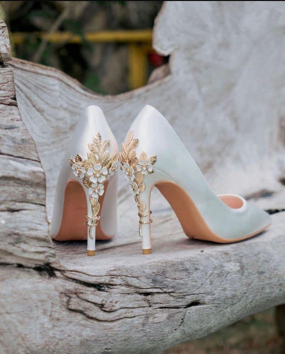 white with gold shoes