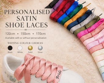 Bridesmaid Personalized Satin Shoe Laces: Custom Wedding Ribbon