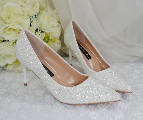 Shopping For Glitter With Pearl Pointed Toe 3 inch High Heel Beautiful Pumps  Wedding Shoes For Women Lace Champagne Stiletto Heels 6121083024F |  BuyShoes.Shop