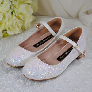 Unicorn Glitter Flower Girl Shoes, Bridesmaid, Kids, Party, Communion Dress Shoe