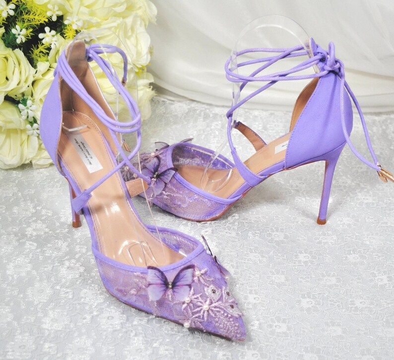 Lilac Butterfly Wedding Shoes UK7/US9/EU40 Etsy