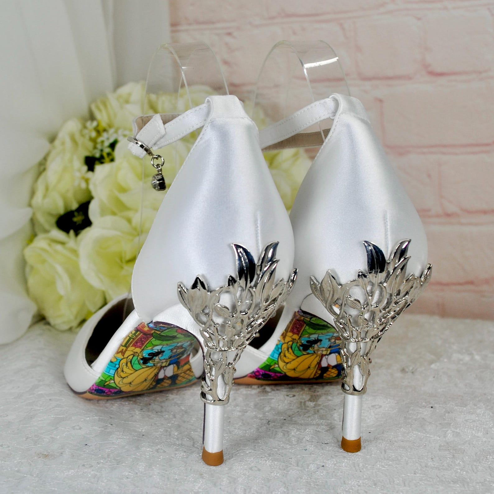 Filigree Vine Bridal Heels: Handmade White Satin Wedding Shoes - Etsy