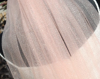 Blush 1 Tier Sparkle Veil, Glitter Veil, Shimmer Veil, Fingertip Length Wedding Veil - White, Champagne, Pink or Ivory IN STOCK