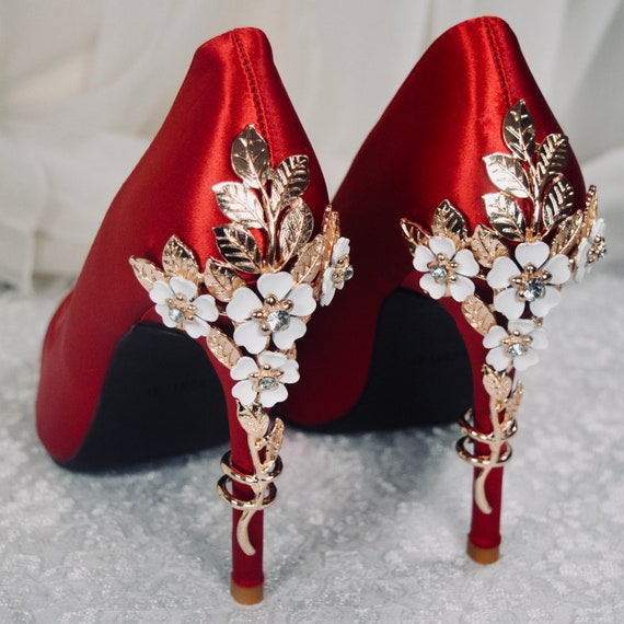 Red sales satin shoes